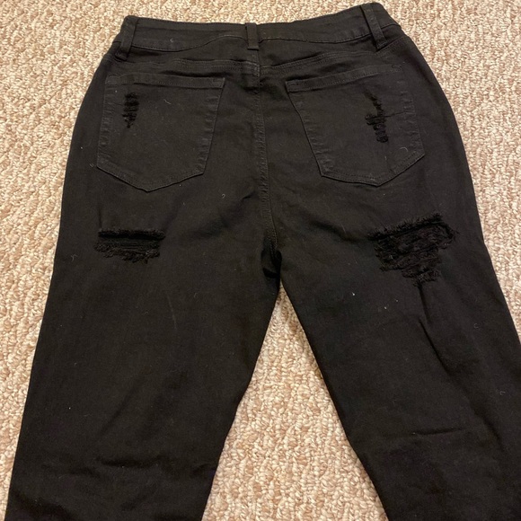 Ripped denim pants, black - Picture 2 of 3